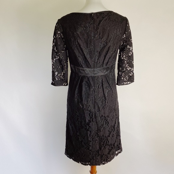 ADRIANNA PAPELL Lace & Silk Sheath Dress Black - Picture 9 of 12